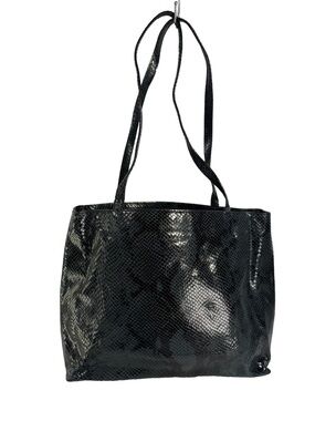 Calvin Klein Black Faux Snakeskin Tote